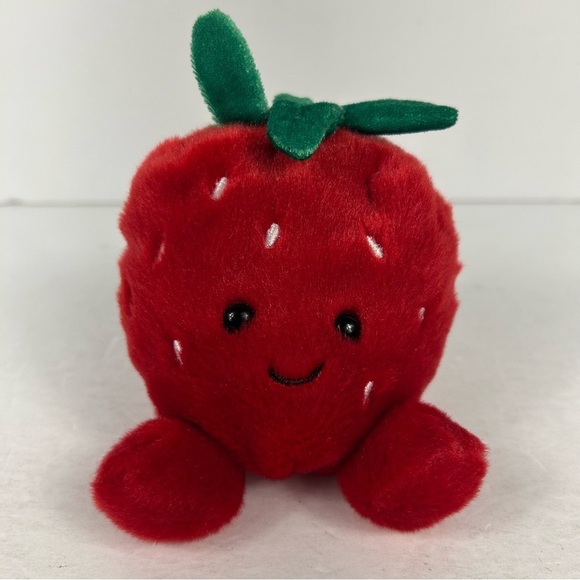 ❤️Aurora JUICY Red Smiling STRAWBERRY Palm Pals Plush Stuffed Toy 5" - Picture 1 of 4